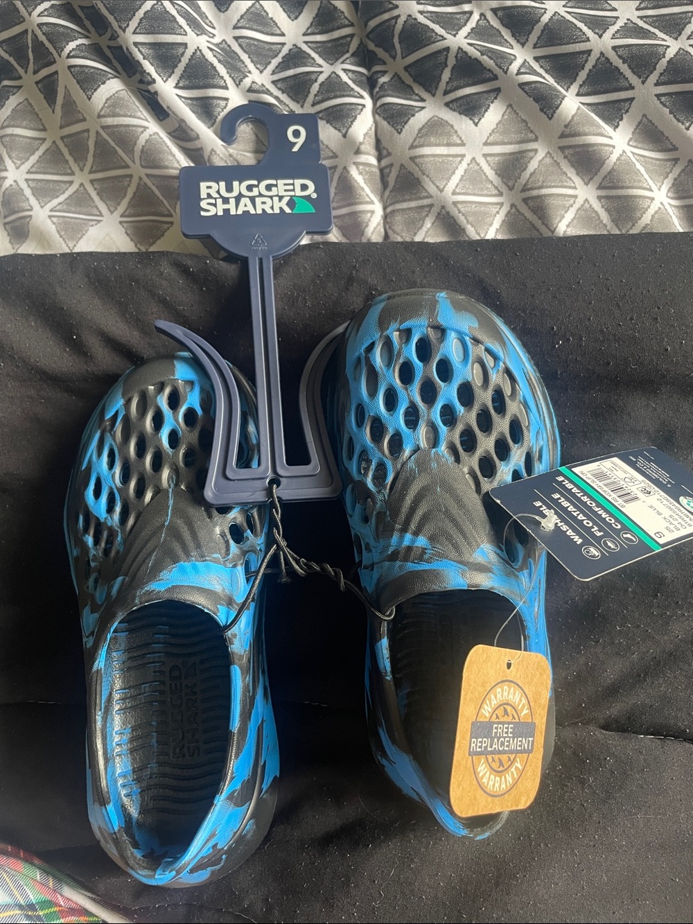 Rugged Shark Kids Blue & Black Slip-On Water Shoes